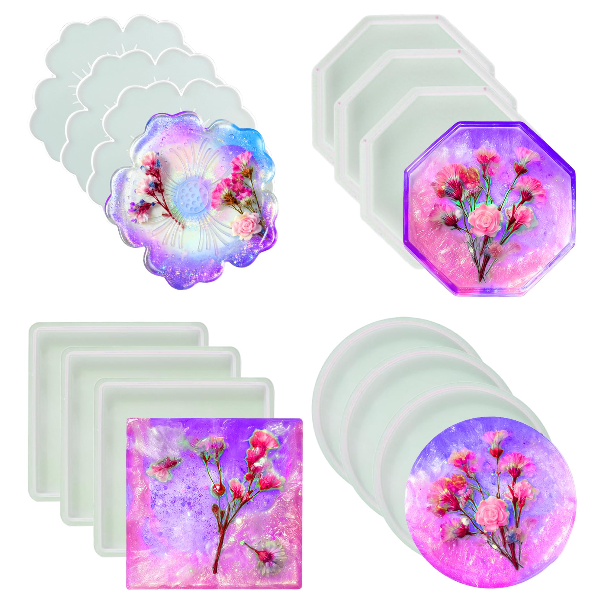 Stylized Rose ステンドグラスモールド　発泡スチロール Amazon.com: Loyohep Resin Coaster Molds,Silicone Molds for Resin